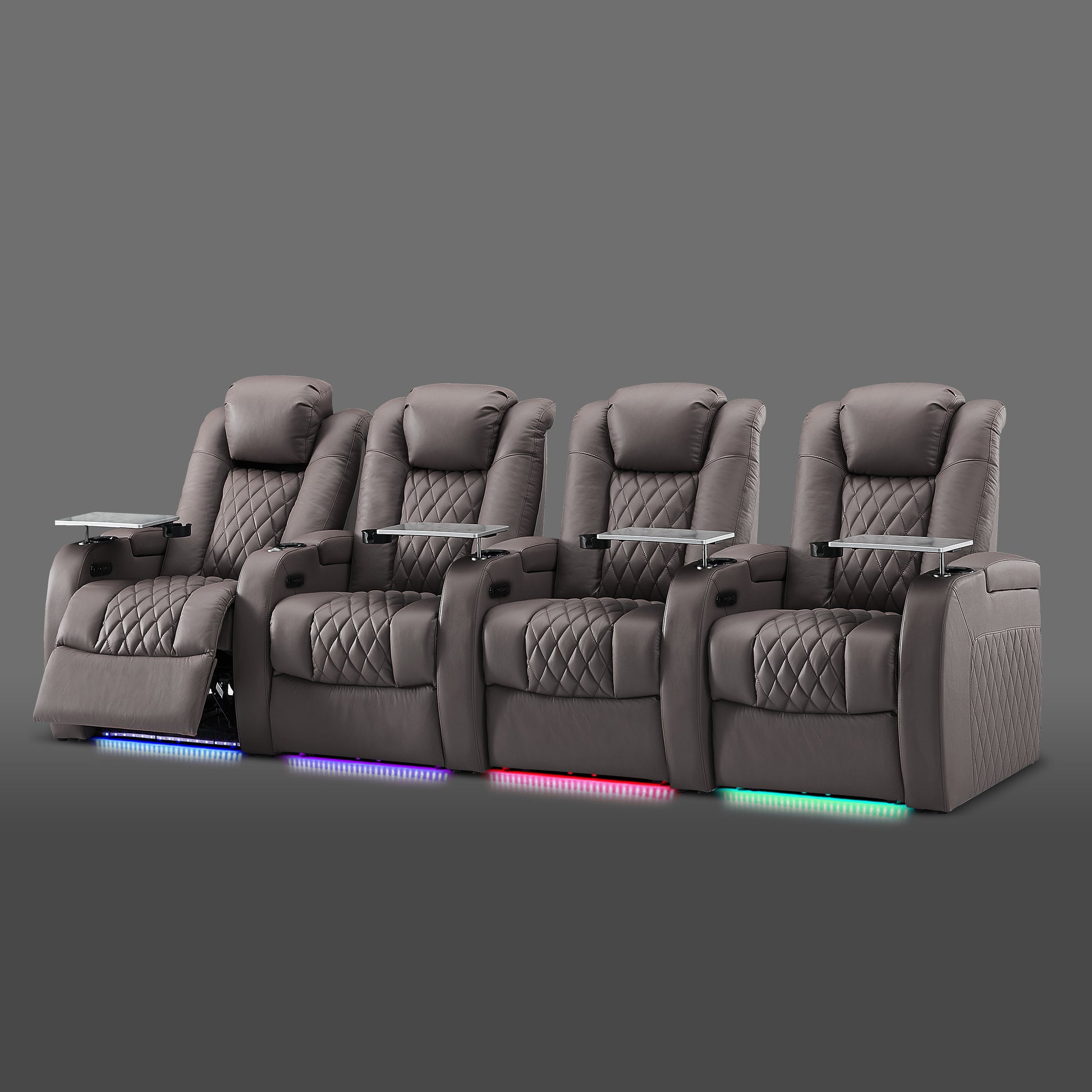 Gray 4 seat seating setup designed for home viewing rooms