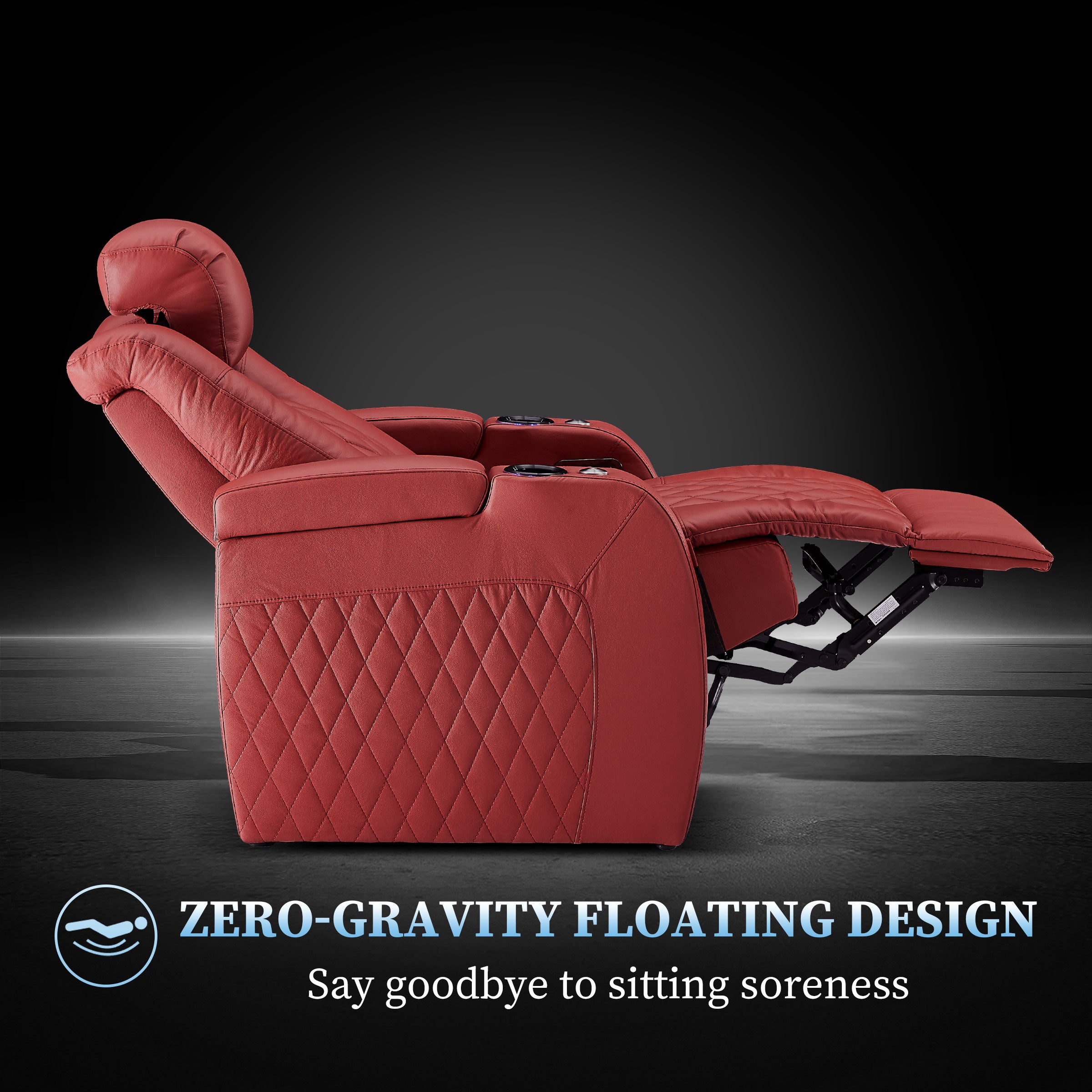 Red zero gravity ergonomic recliner