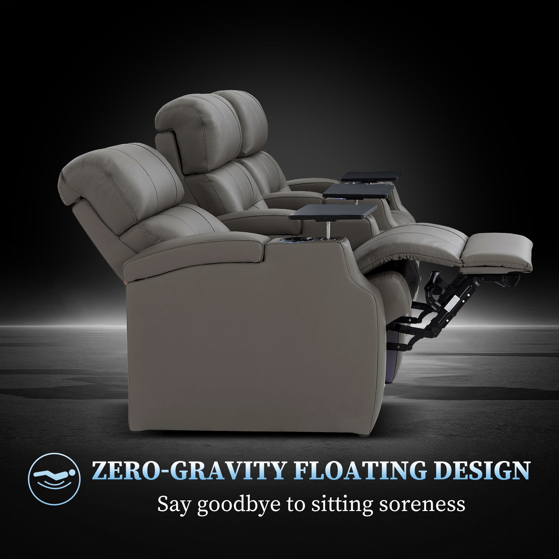 Edgex Series gray reclining chair in zero gravity comfort position