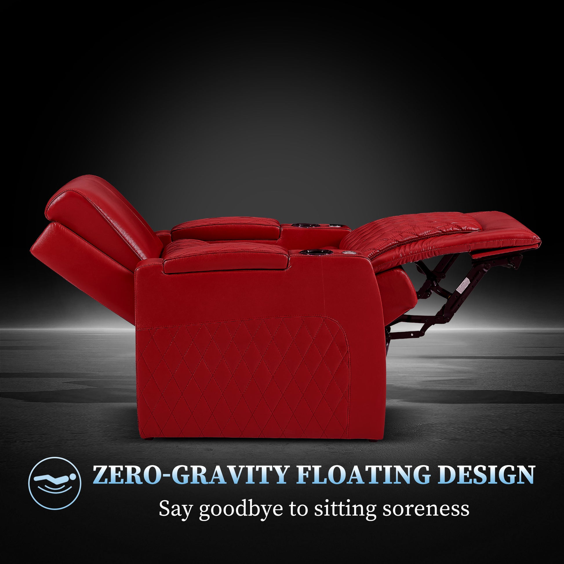 Red zero gravity recliner position for enhanced comfort and body support