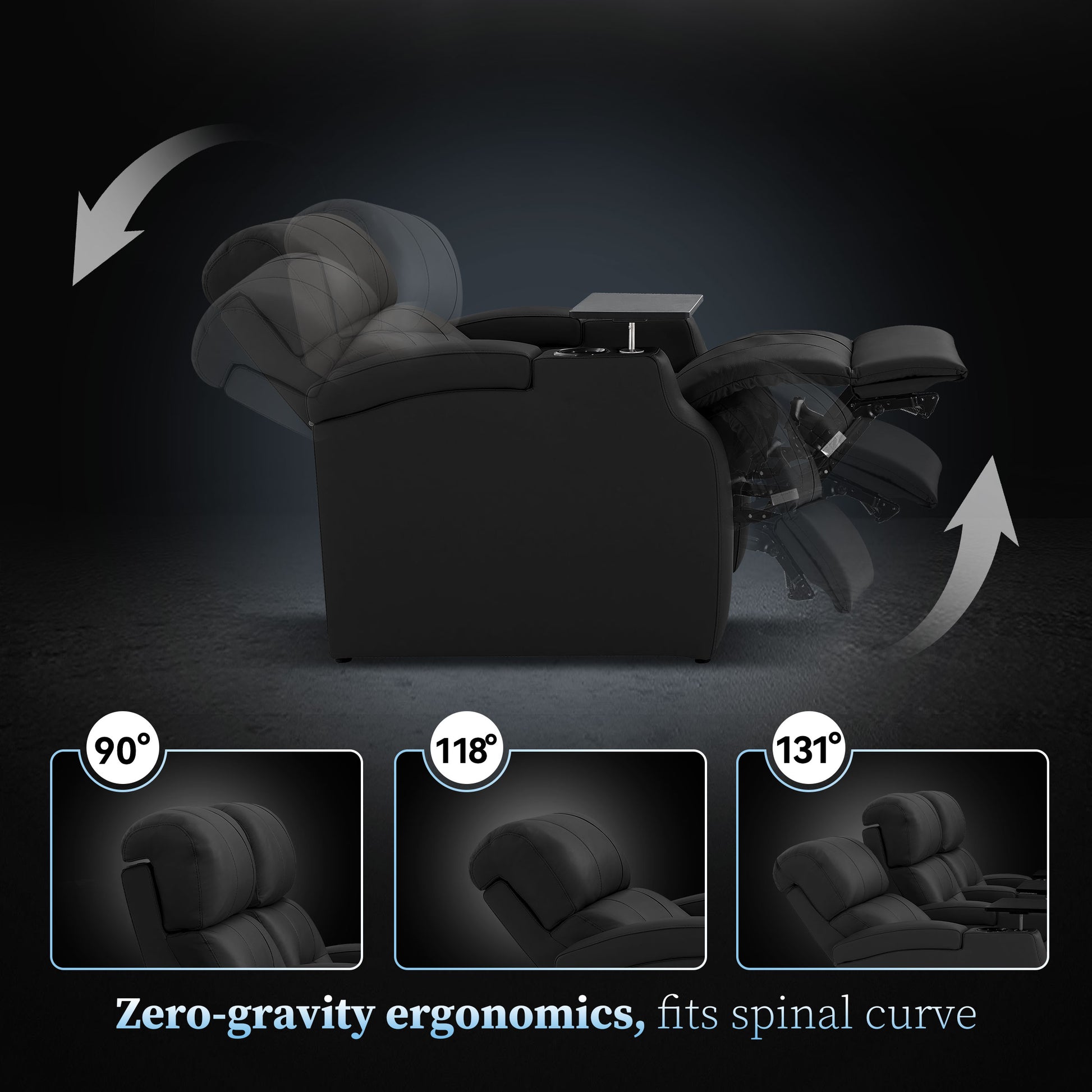 Edgex Series ergonomic home theater chair with padded headrest support