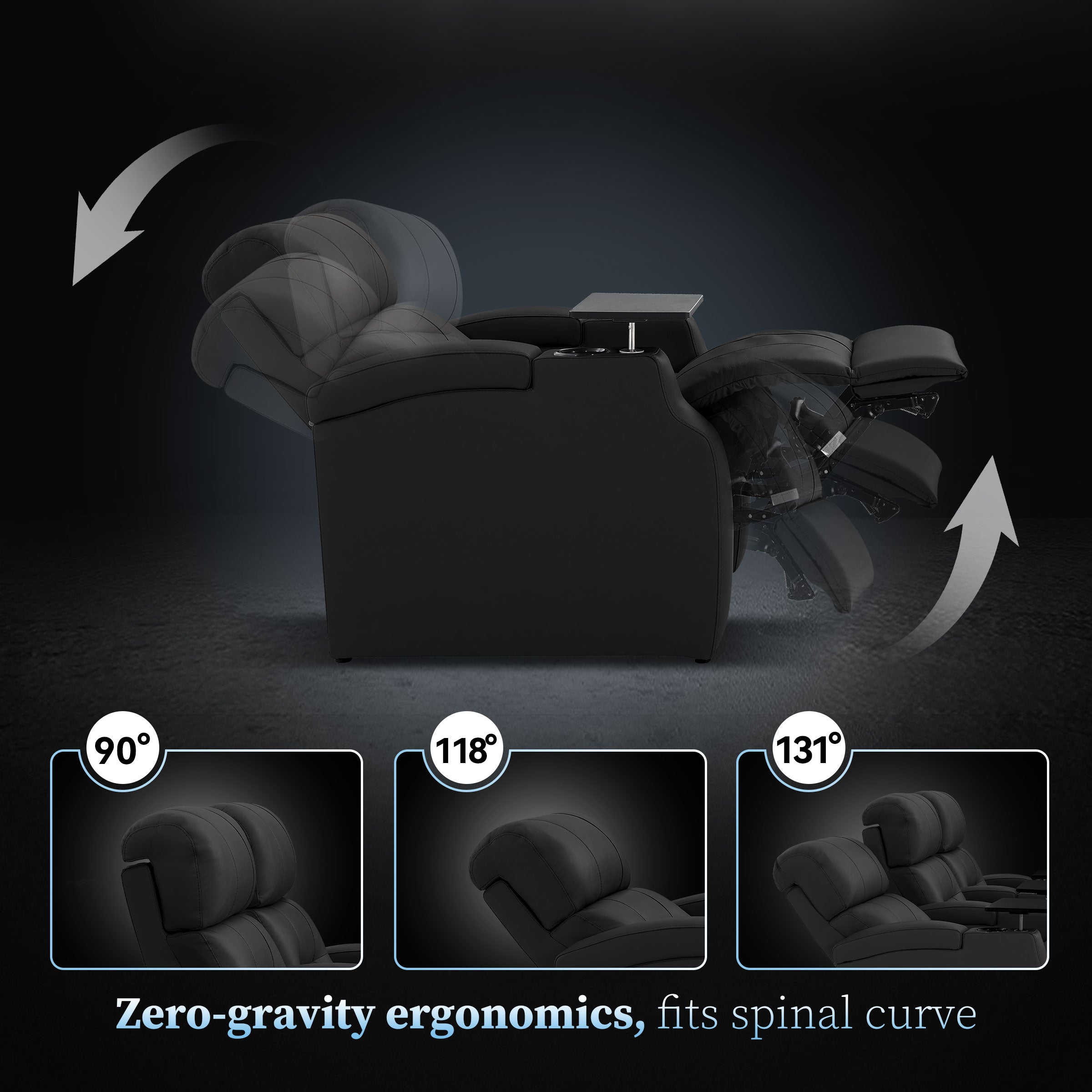 Edgex Series ergonomic home theater chair with padded headrest support