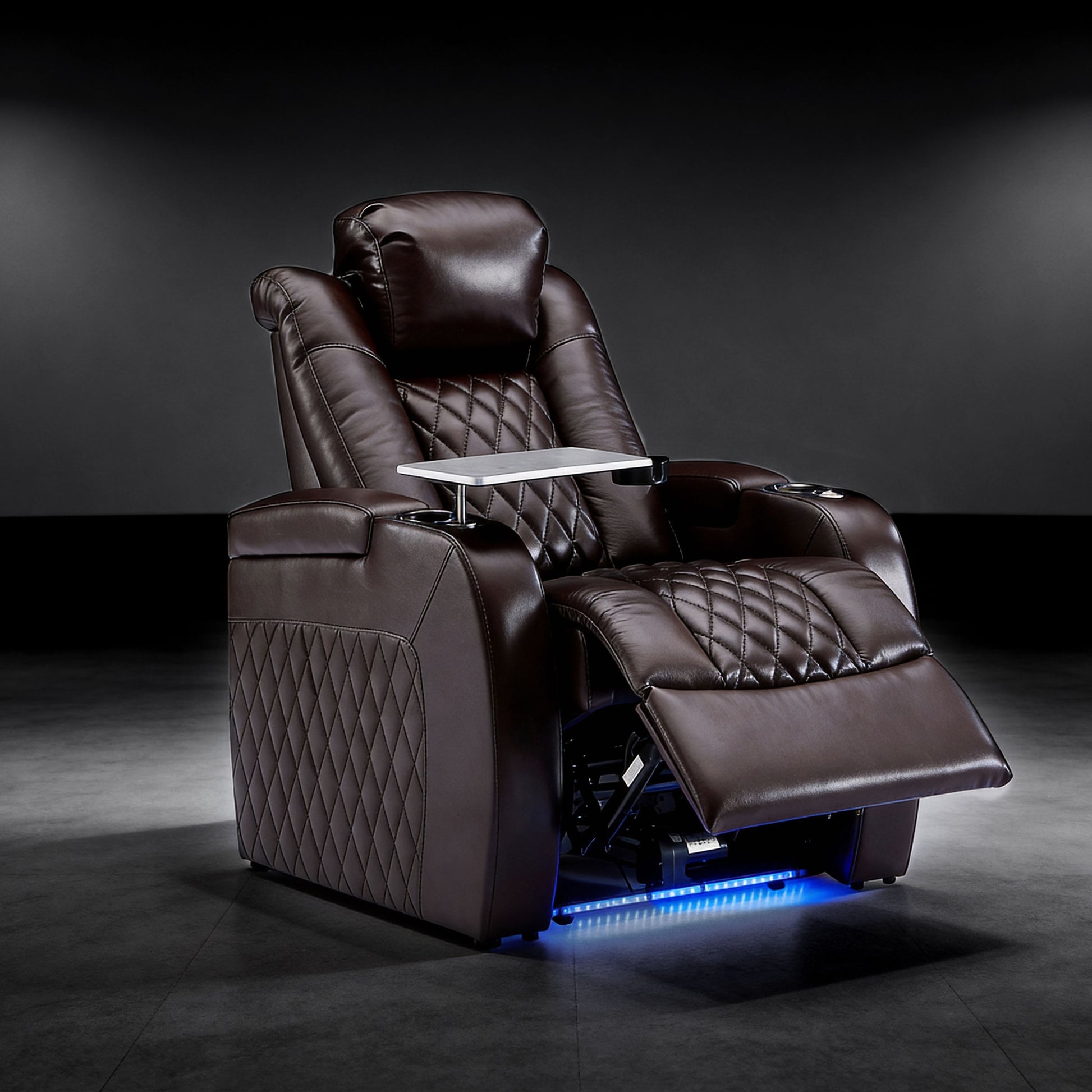 Brown reclining chair with  LED ambient lighting