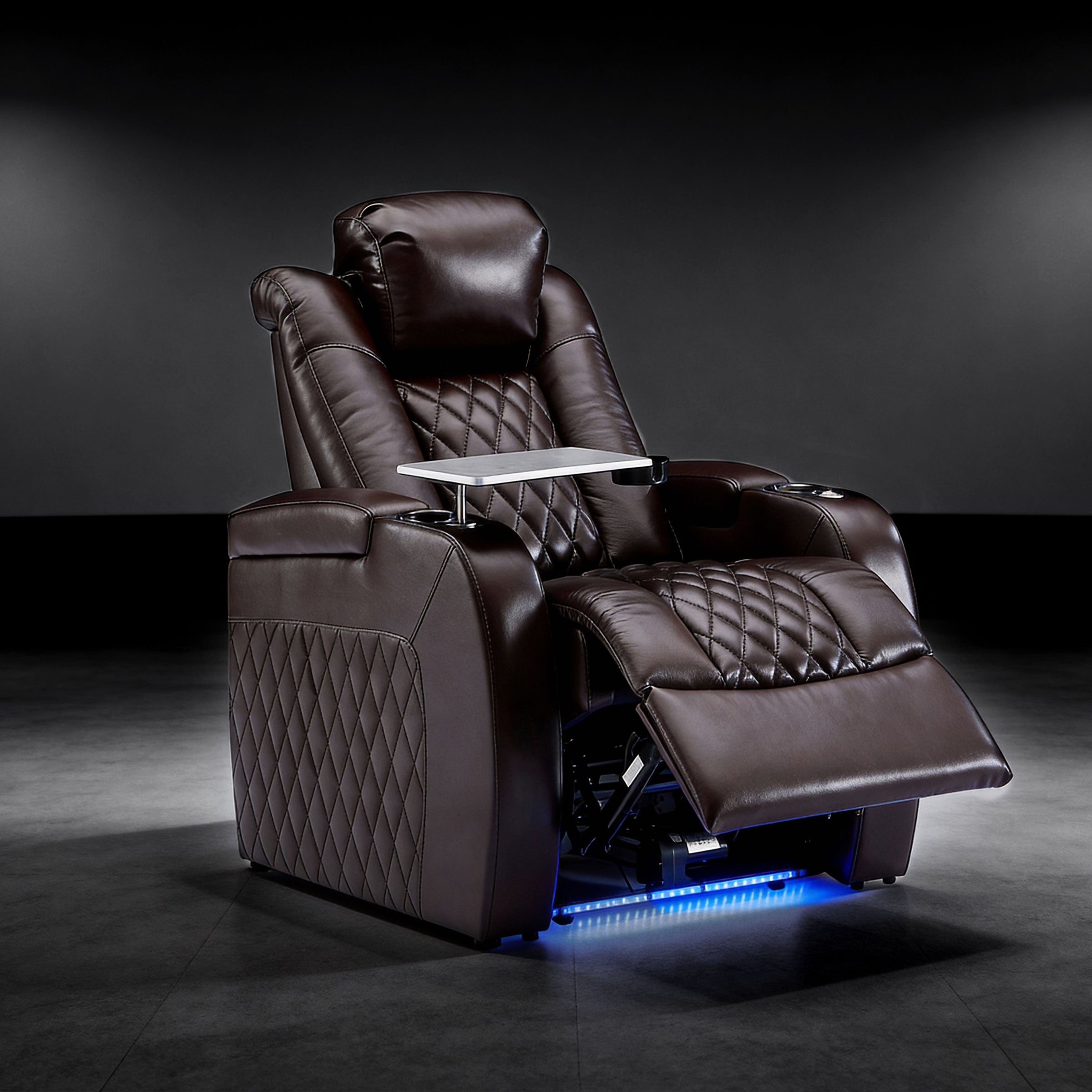 Brown reclining chair with  LED ambient lighting