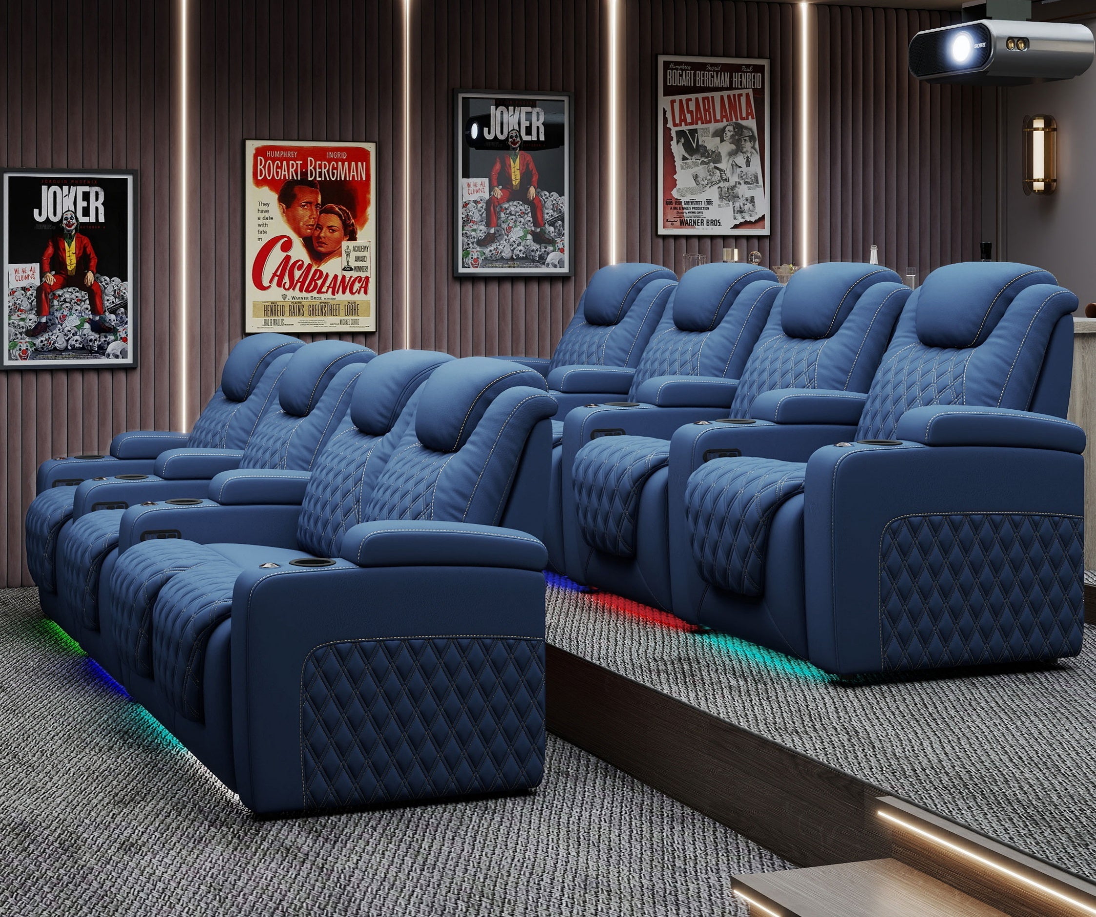 Prym Series blue zero gravity seating designed for full-body support