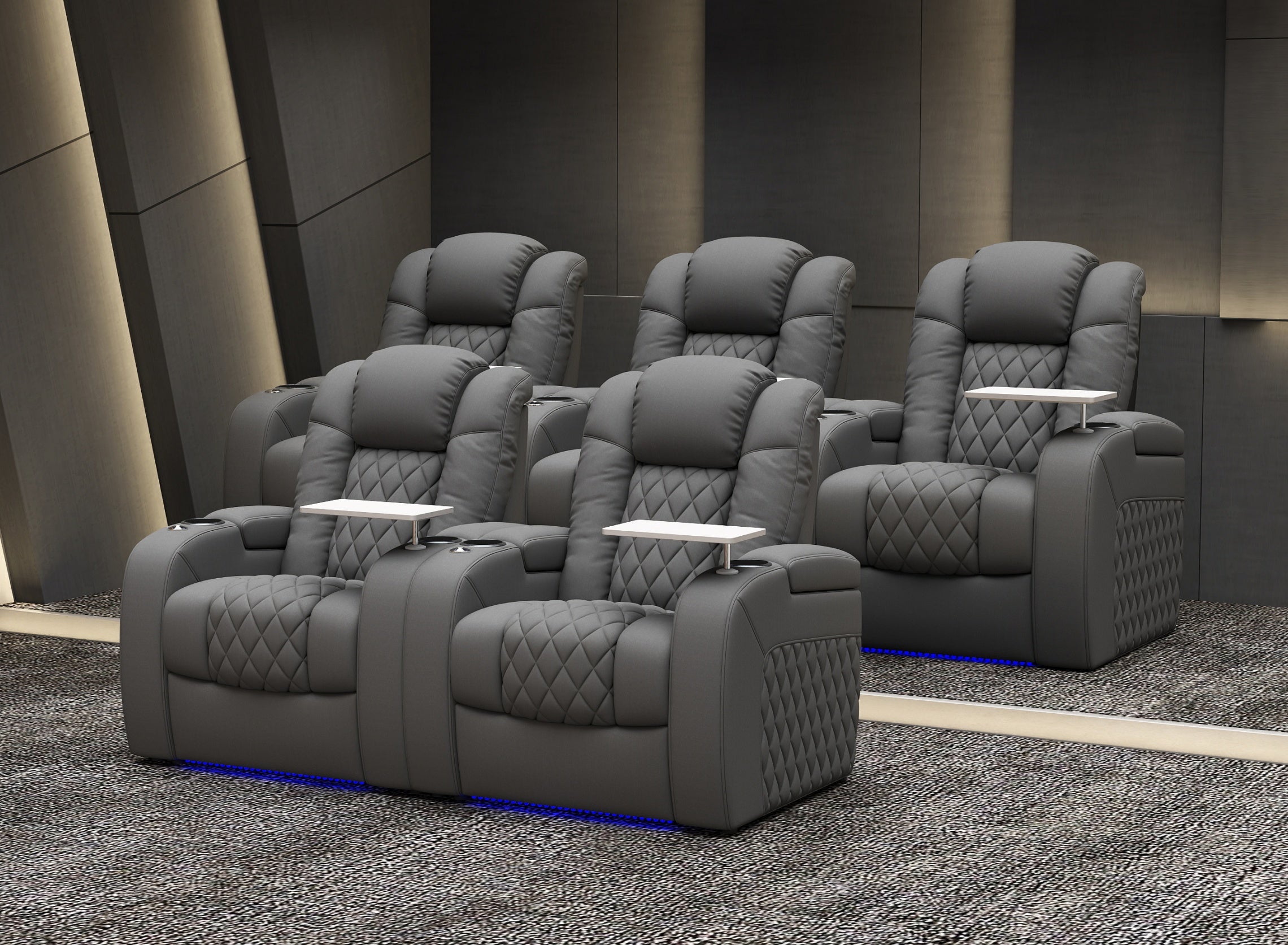 Kore Series grey power seating with built-in USB charging ports