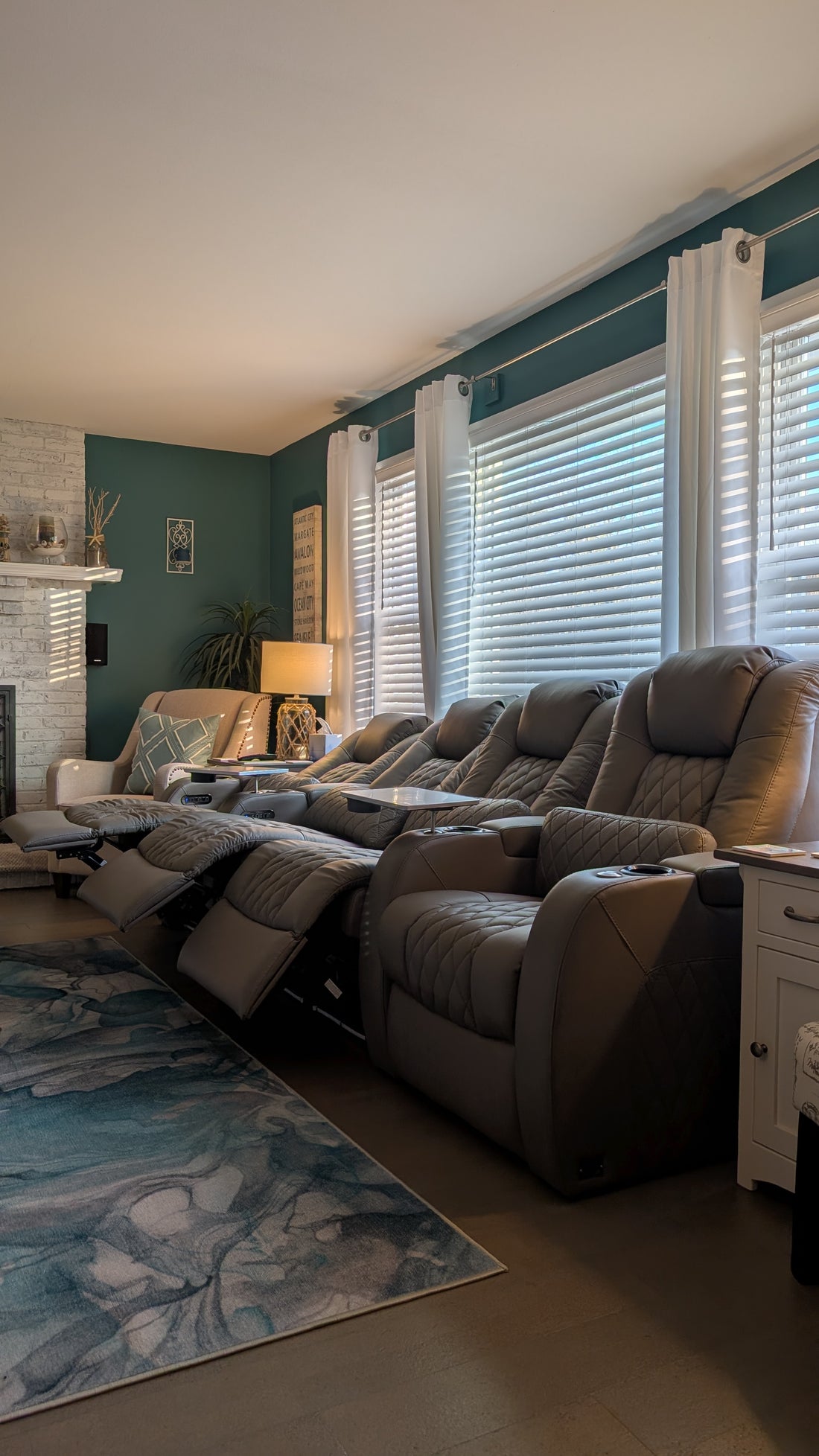 Upholstered sofa used in a residential living room