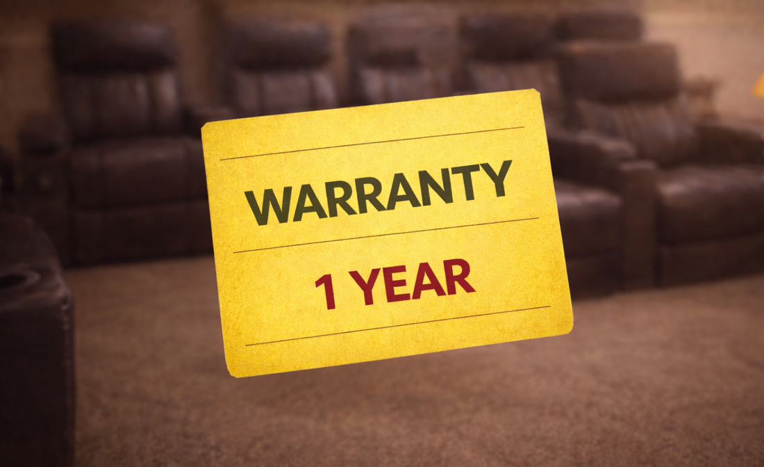 One-year warranty coverage for home theater seating, ensuring long-term reliability and peace of mind
