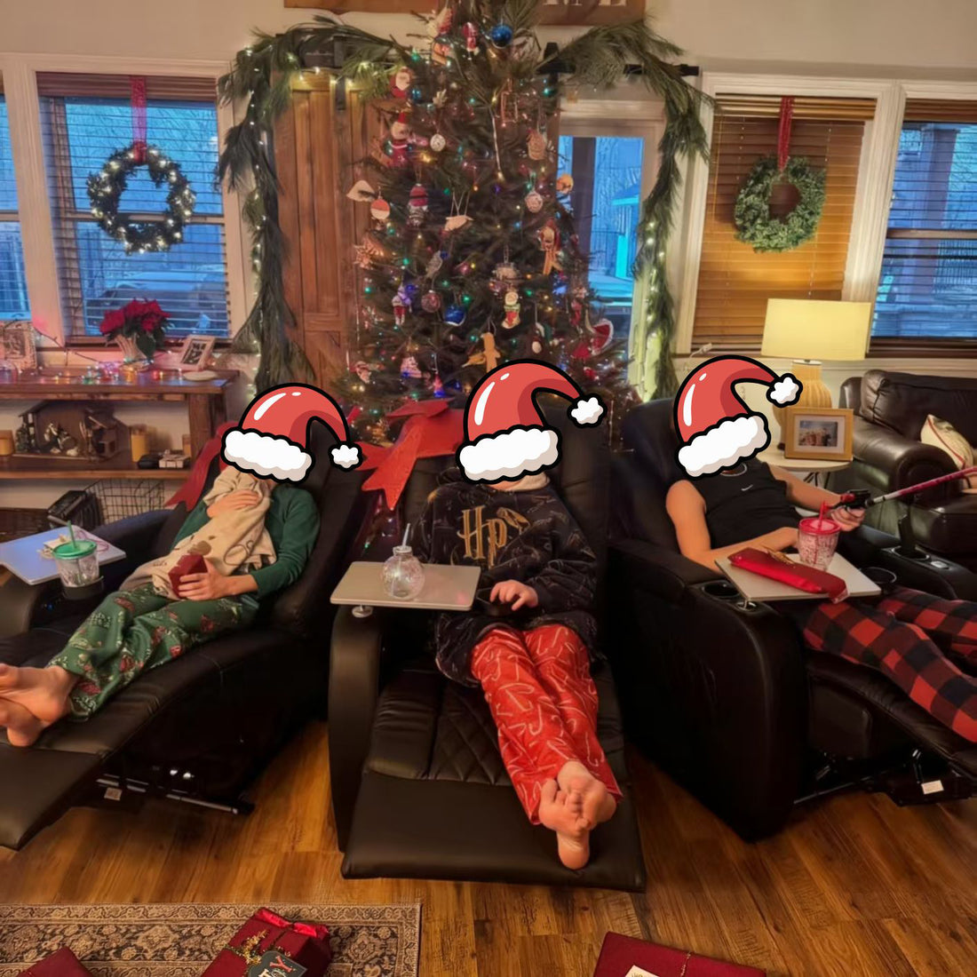 Reclining chairs used during a casual holiday gathering