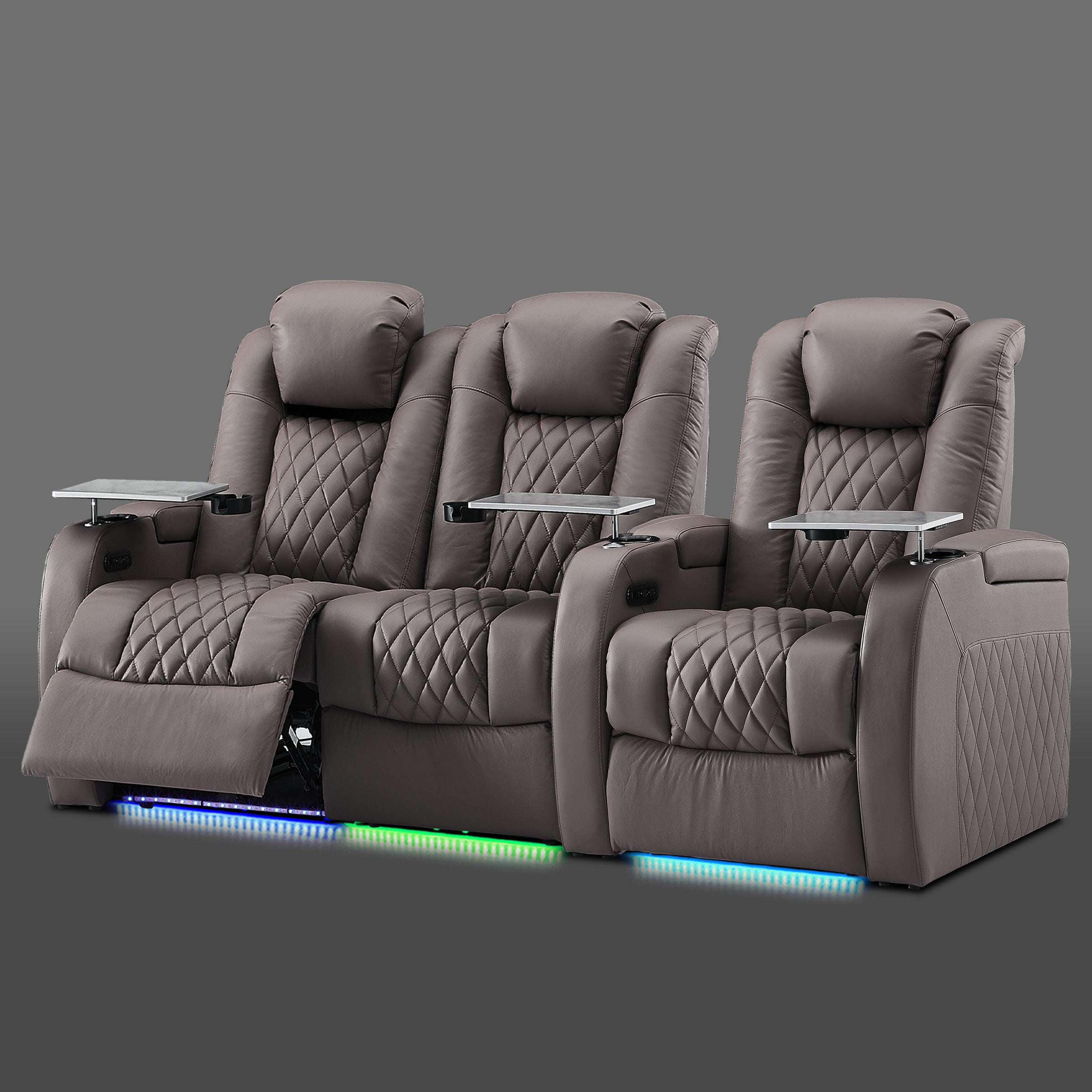 Gray three chair set with two seats joined together on the left and one placed separately