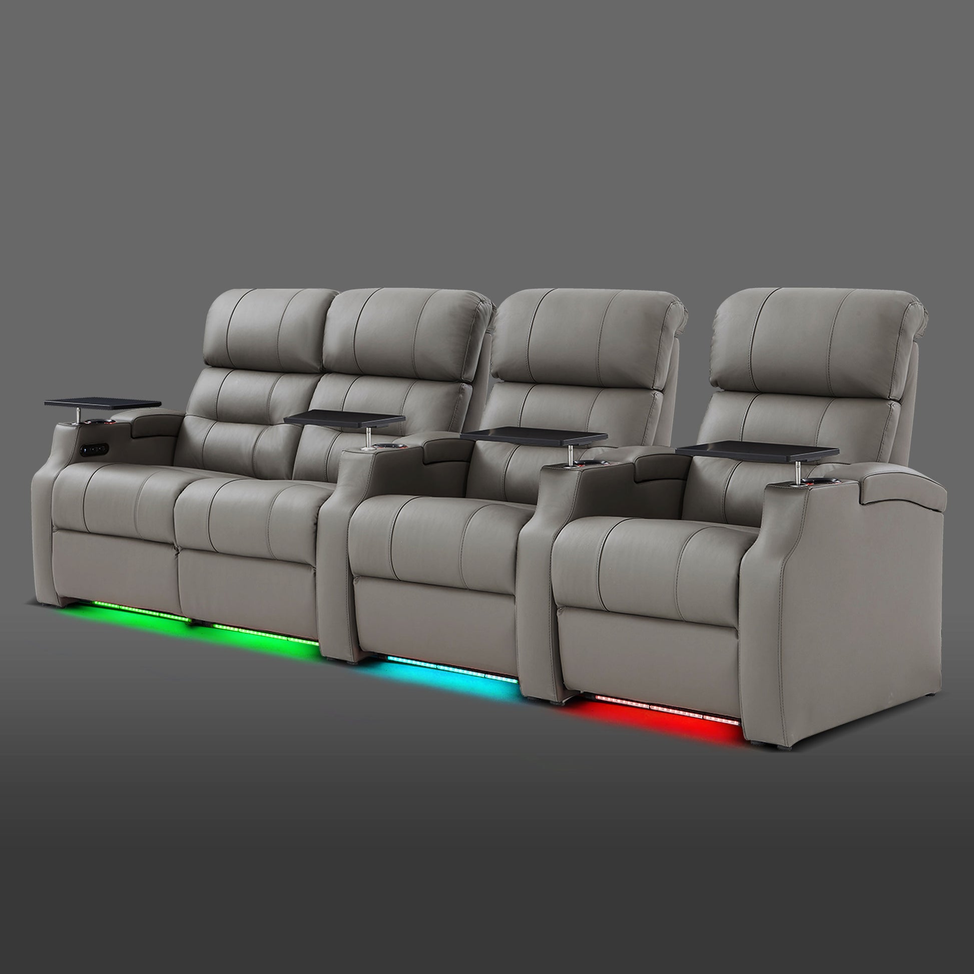 Edgex Series gray 4-seat theater recliner with a two-seat combination on the left and two separate chairs on the right