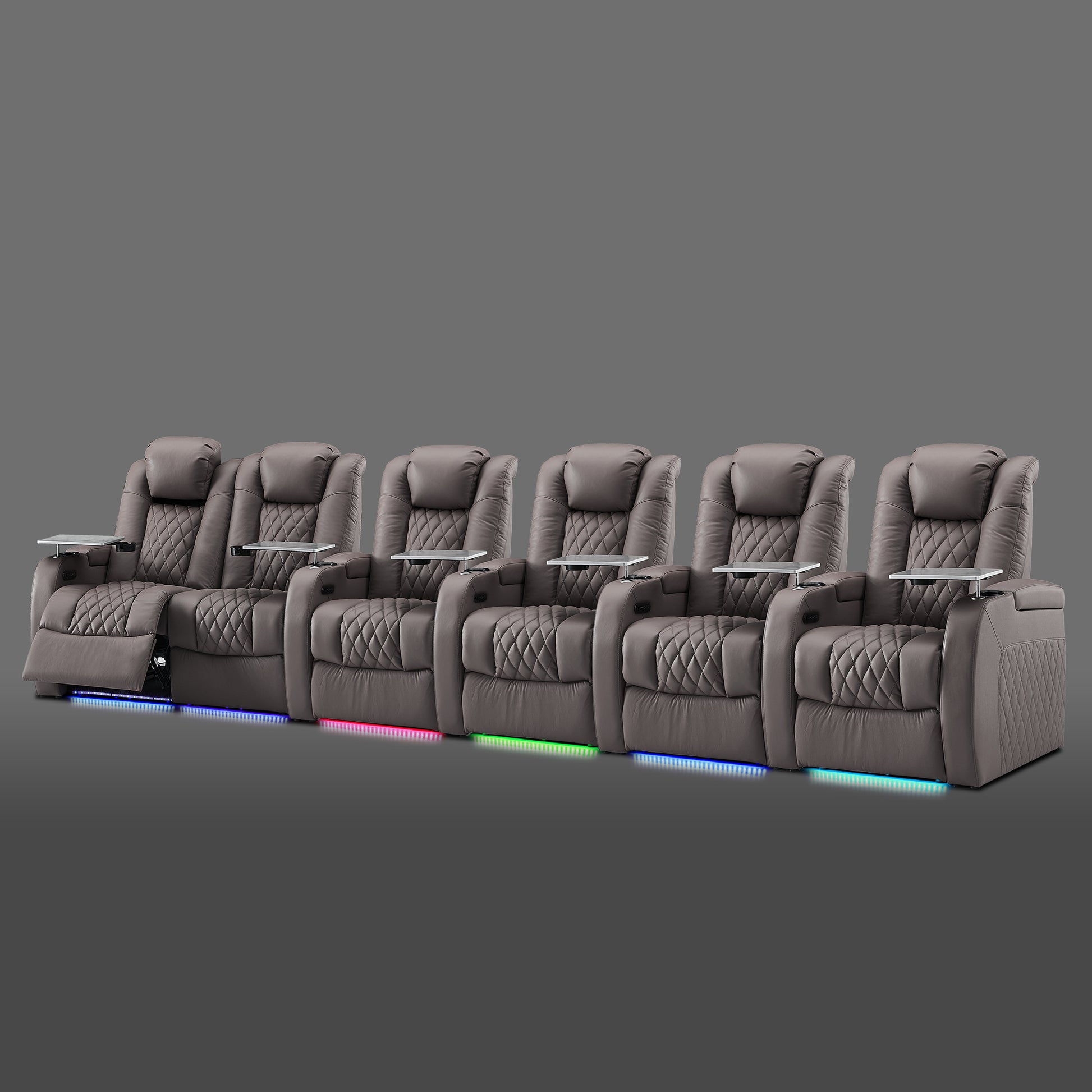 Gray six chair layout with the left side chairs grouped together