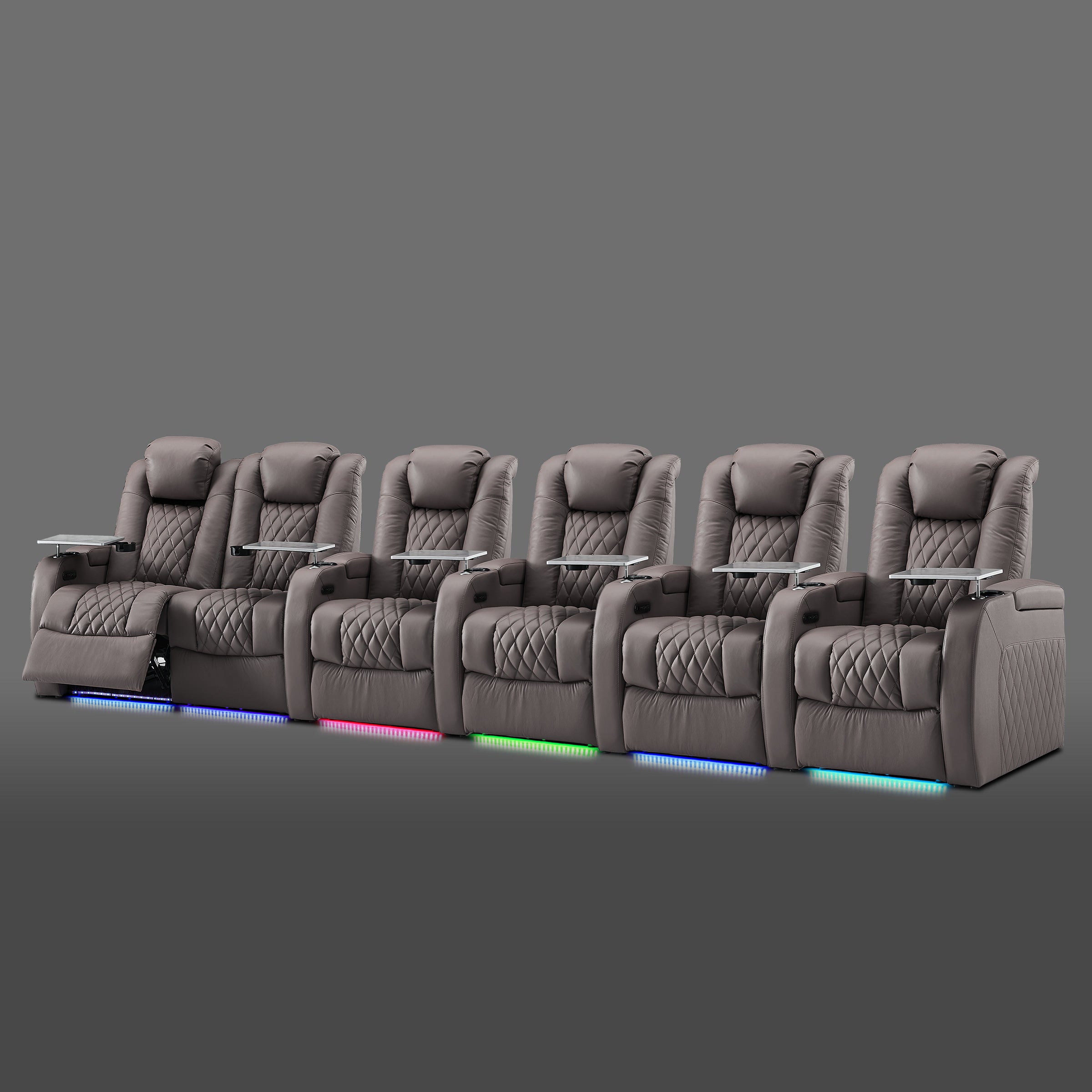 Gray six chair layout with the left side chairs grouped together