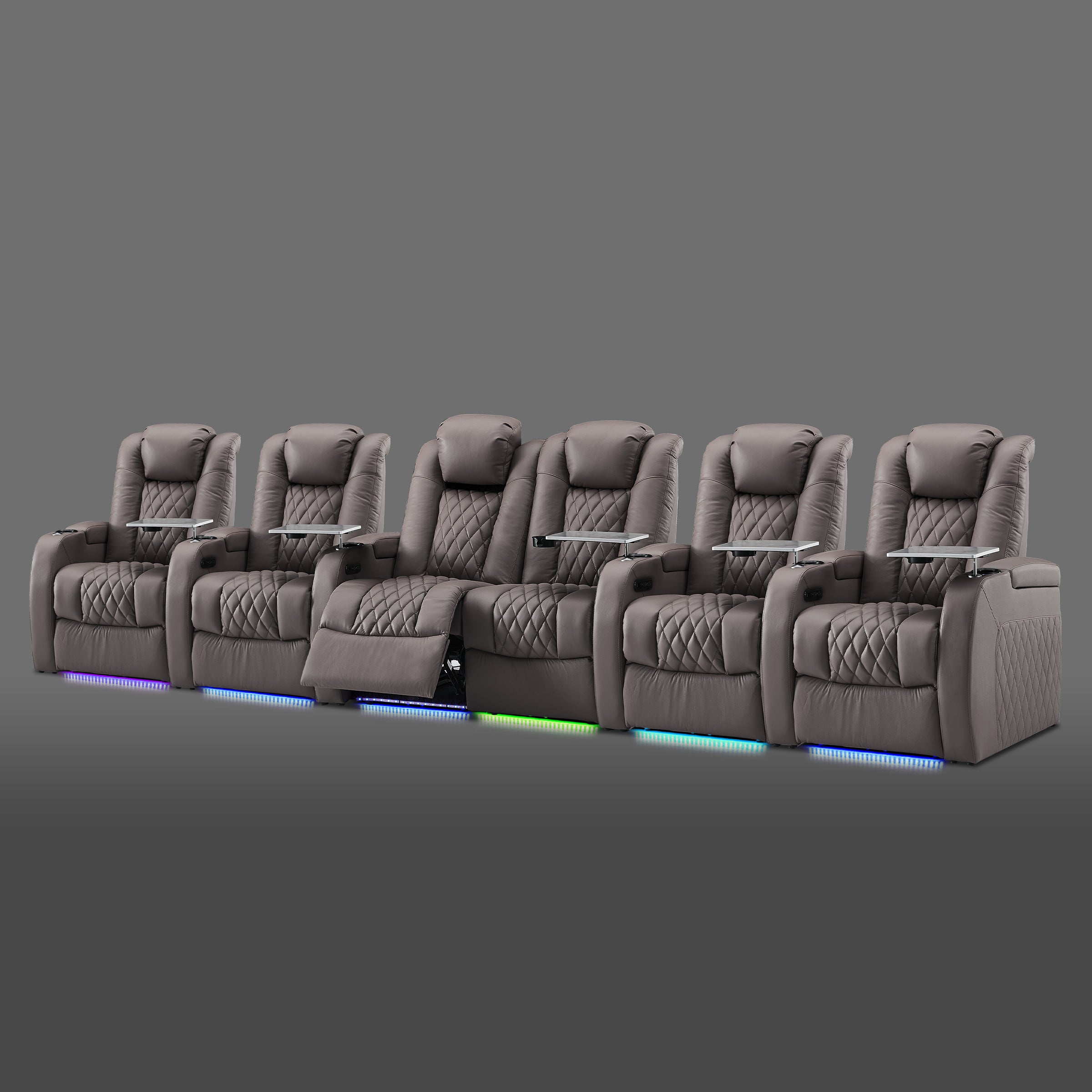 Gray six chair layout where the middle chairs are grouped as one section