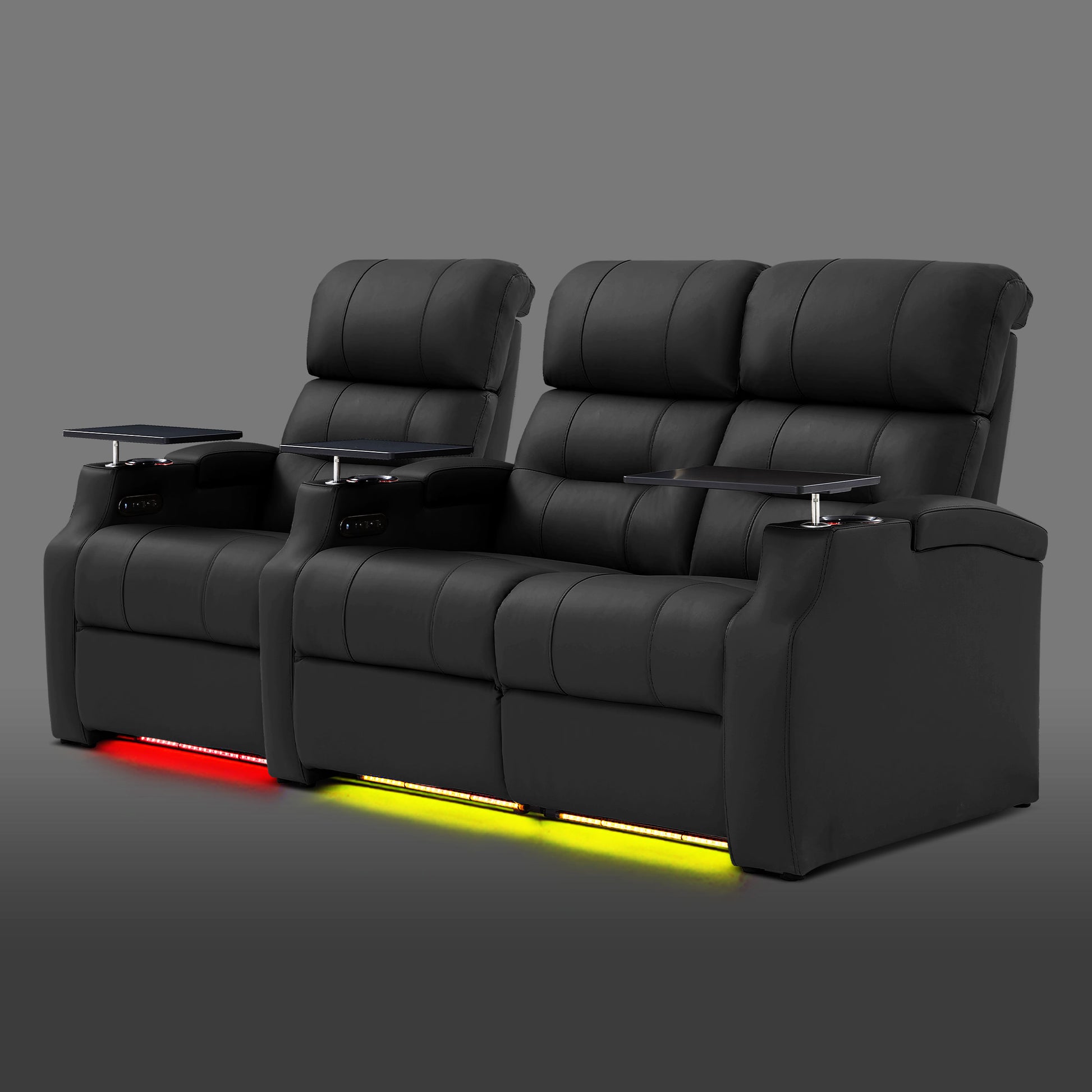 Edgex Series black three-seat home cinema recliner with a right-side two-seater and an individual chair on the left