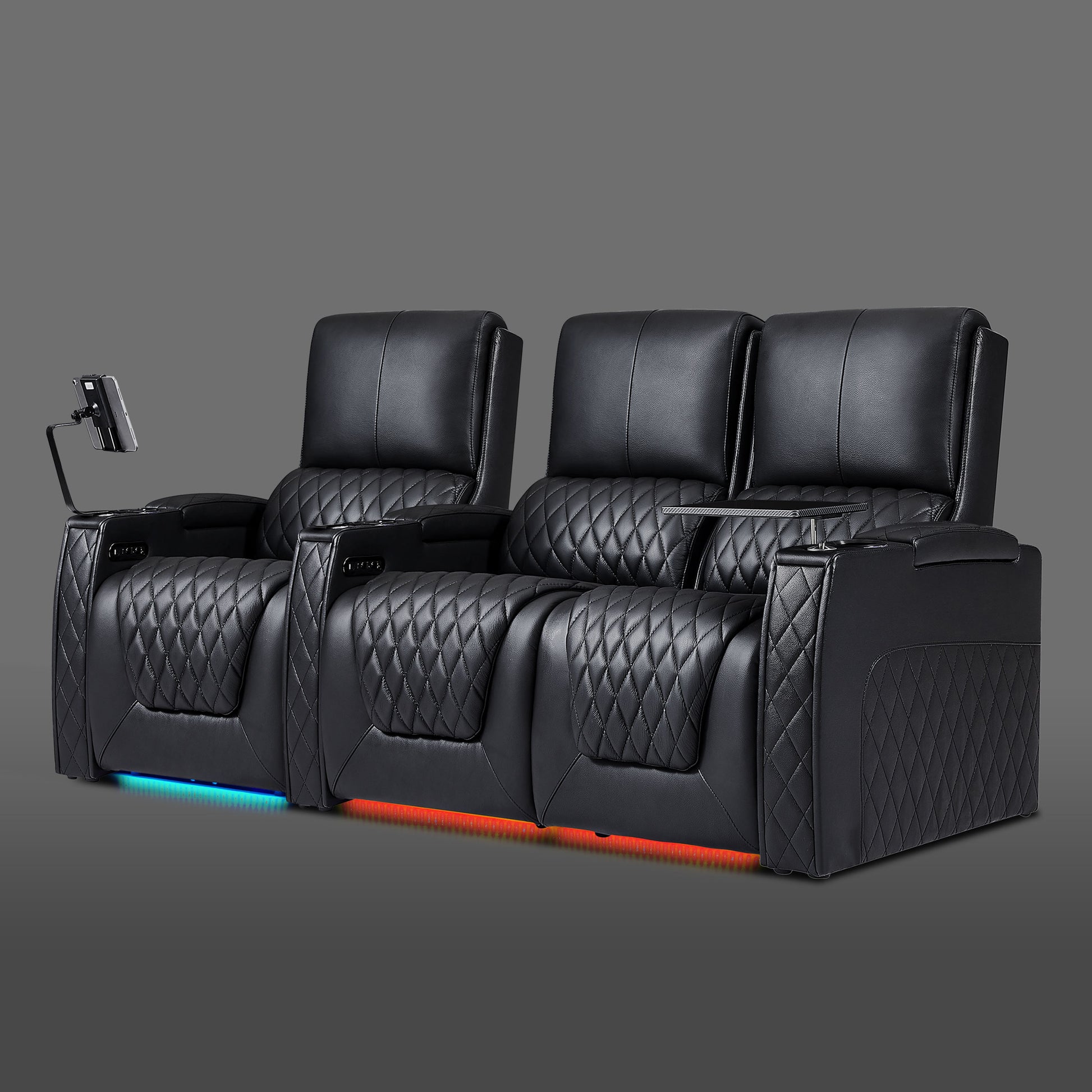 Axys series black 3-seat cinema recliner configuration with right-side double seats and left individual recliner