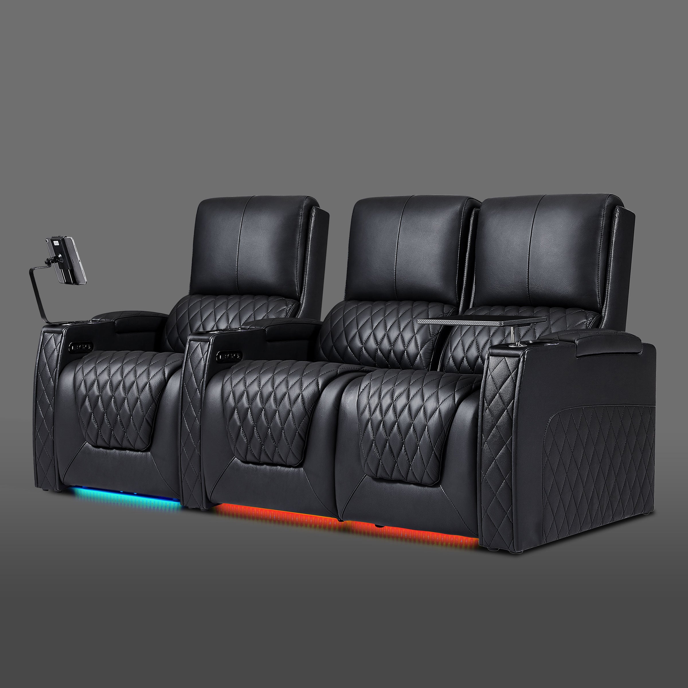 Axys series black 3-seat cinema recliner configuration with right-side double seats and left individual recliner